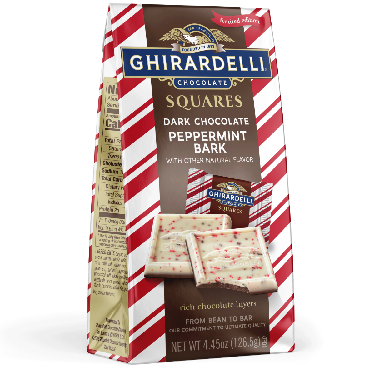 Dark Chocolate Peppermint Bark Chocolate Squares 4.45 Oz Bag