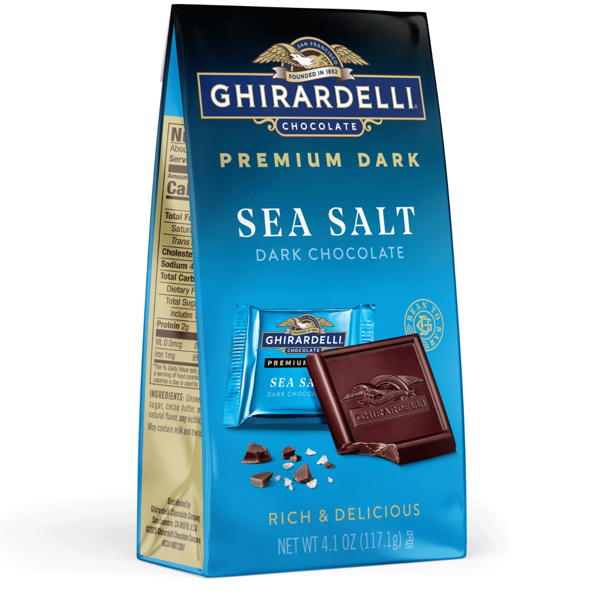 Premium Dark Sea Salt 60% Cacao Dark Chocolate SQUARES 4.1 oz Bag (Case of 6)