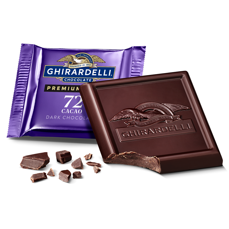 Premium Dark 72% Cacao Dark Chocolate SQUARES Case Pack (540 ct)